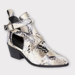 All Saints - Embossed Leather White and Black Boot w Cutout Detail